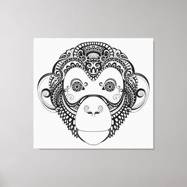 Lienzo Diseño de mono inspirado en Zentangle 6 (Anverso)