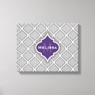 Lienzo Diseño de mosaico marroquí morado y gris