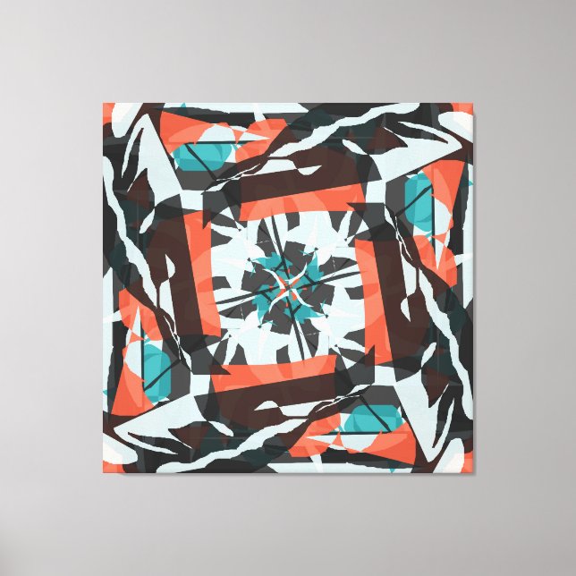 Lienzo Diseño de mosaicos giratorios en Naranja, negro y  (Anverso)