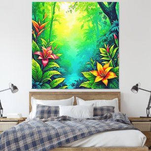 Lienzo Diseño de oasis de jungla tropical exuberante