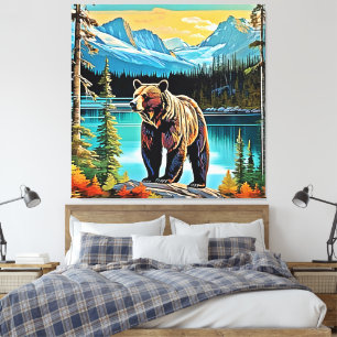 Lienzo Diseño de oso majestuoso de montaña canadiense