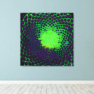 Lienzo Diseño de panal de abeja abstracto verde y púrpura