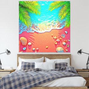 Lienzo Diseño de paraíso de playa de arena rosa