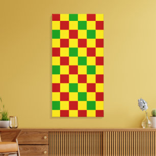 Lienzo Diseño de Patrón Cuadriculado Rojo Amarillo Verde
