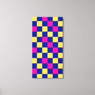 Lienzo Diseño de Patrón de Cuadros Azul Amarillo Rosa