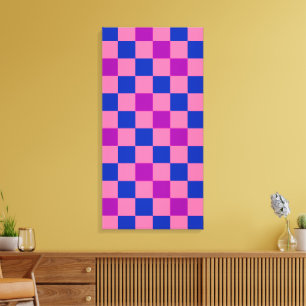 Lienzo Diseño de Patrón de Cuadros Azules Rosas y Morados