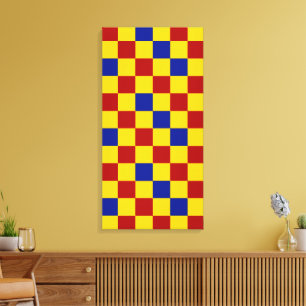 Lienzo Diseño de Patrón de Cuadros Rojo Amarillo Azul