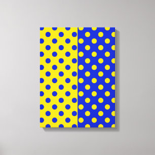 Lienzo Diseño de patrón de lunares azul amarillo mitad