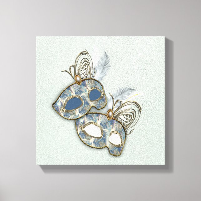 Lienzo Diseño de patrón rico en rococo con máscaras (Anverso)