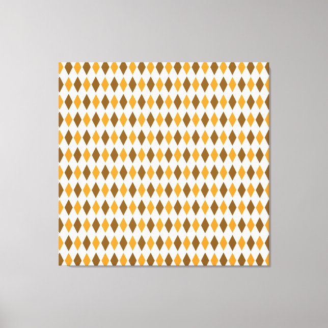 Lienzo Diseño de patrones de diamantes retro naranja y ma (Anverso)