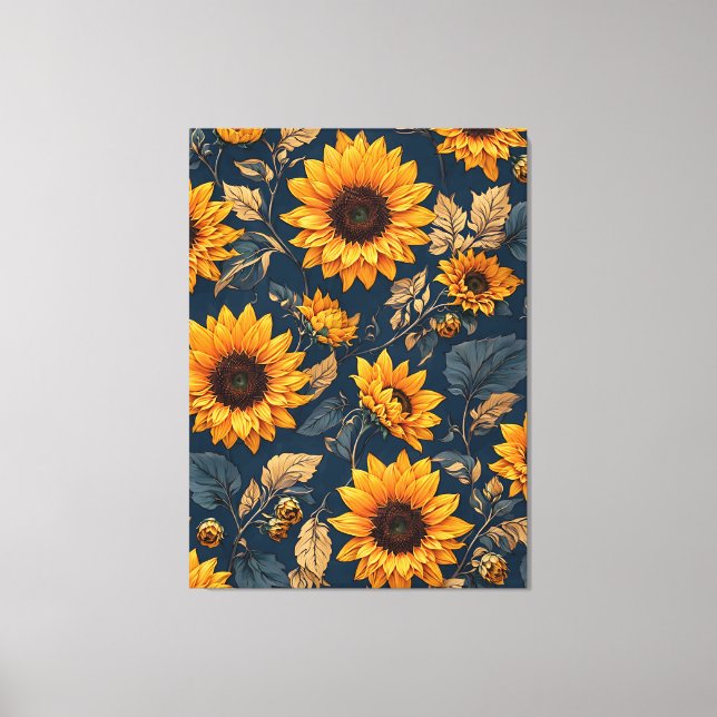Lienzo Diseño de patrones majestuosos de girasol (Anverso)