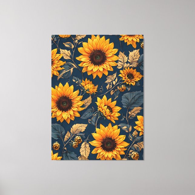 Lienzo Diseño de patrones majestuosos de girasol (Anverso)