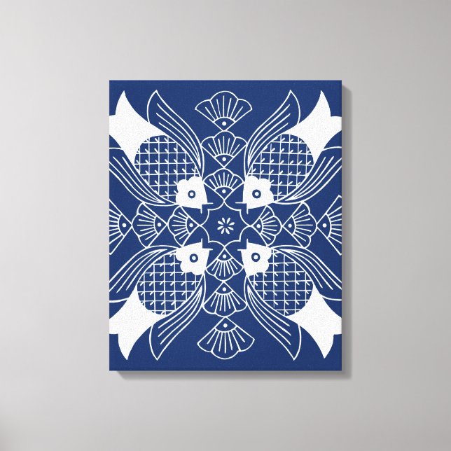 Lienzo Diseño de peces subacuáticos con fondo azul (Anverso)