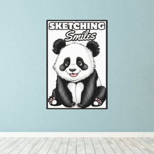 Lienzo Diseño de Perfección Panda de Belleza Blanca y Neg