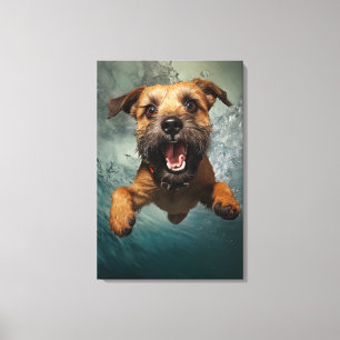 Lienzo Diseño de perro juguetón nadando bajo el agua