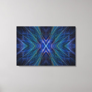 Lienzo Diseño de pluma fractal azul