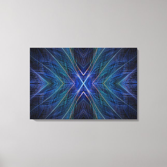 Lienzo Diseño de pluma fractal azul (Anverso)