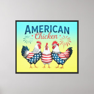 Lienzo Diseño de pollo americano patriótico del 4 de juli