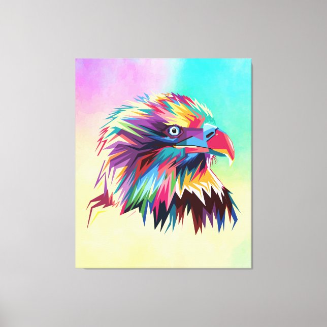 Lienzo Diseño de Prismático Geométrico de Águila Calva-80 (Anverso)