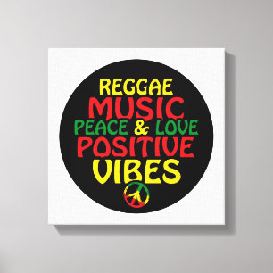 Lienzo Diseño de reggae con citas positivas y bandera de 