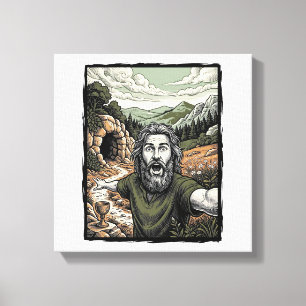 Lienzo Diseño de retrato con barba sorprendido grabado vi