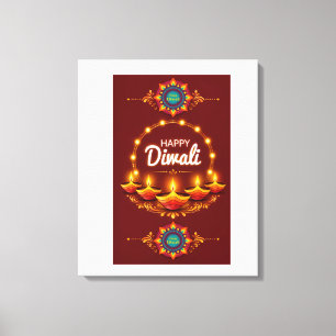 Lienzo Diseño de saludo de Mandala elegante y feliz Diwal