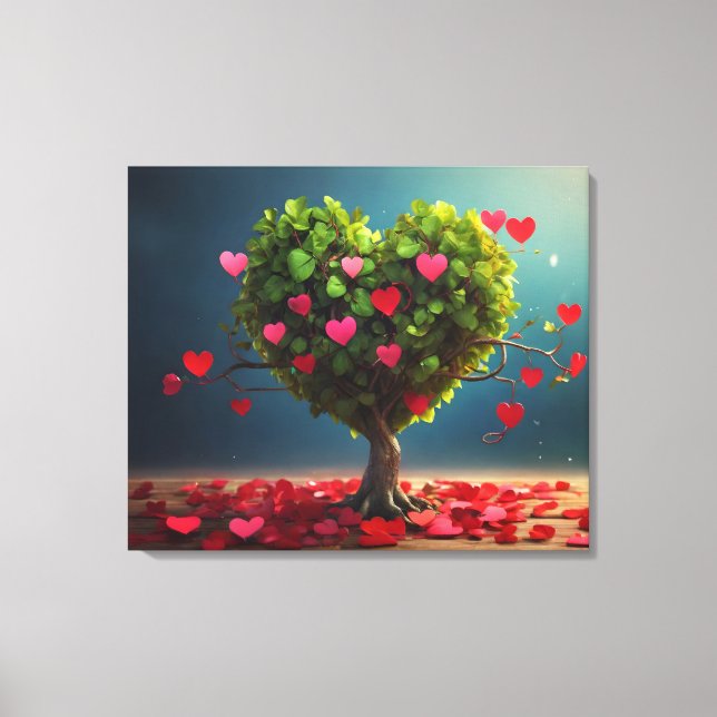 Lienzo Diseño de San Valentín, corazón en los árboles (Anverso)