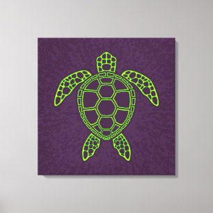 Lienzo Diseño de Tortuga Marina con Lava Neon Verde