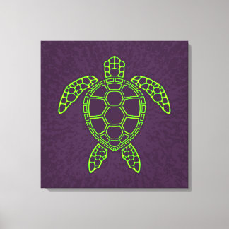 Lienzo Diseño de Tortuga Marina con Lava Neon Verde