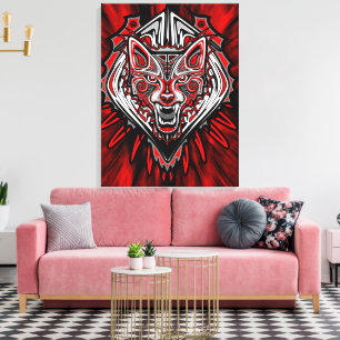 Lienzo Diseño de tótem tribal Haida de lobo