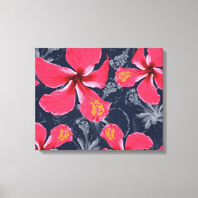 Lienzo Diseño de verano de las flores tropicales de Hibis (Anverso)