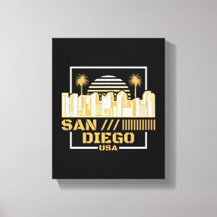 Lienzo Diseño de viaje del horizonte retro de San Diego E