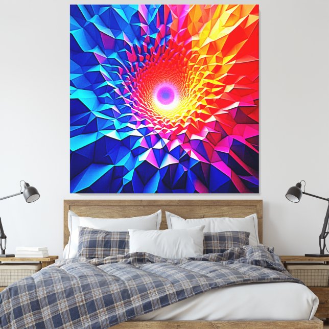 Lienzo Diseño de vórtice de color geométrico prismático (Insitu(Dormitorio))