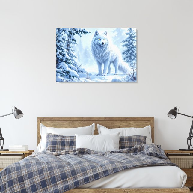 Lienzo Diseño del paisaje del lobo blanco ártico (Insitu(Dormitorio))