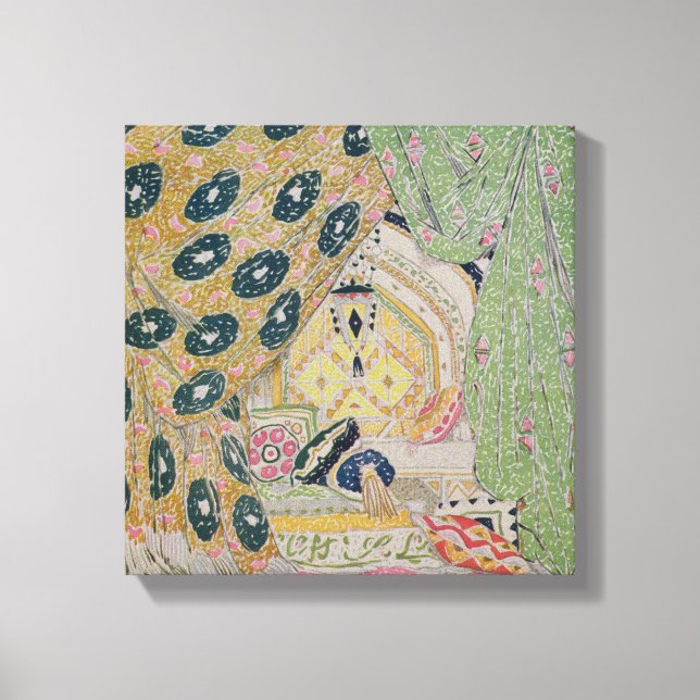 Lienzo Diseño del paisaje oriental (color lito) (Anverso)