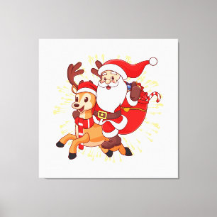 Lienzo **"Diseño Divertido de Papá Noel – Alegre y Festiv