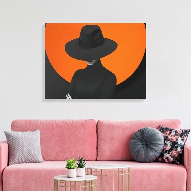 Lienzo Diseño elegante de Lady Gorra negro y Naranja (Insitu (Sala de estar))