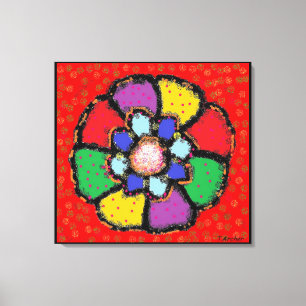 Lienzo Diseño en forma de flor abstracta multicolor