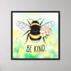 Lienzo Diseño Floral Amable Abeja Lindo Inspirador