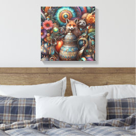 Lienzo Diseño floral de Boho Fox Raccoon