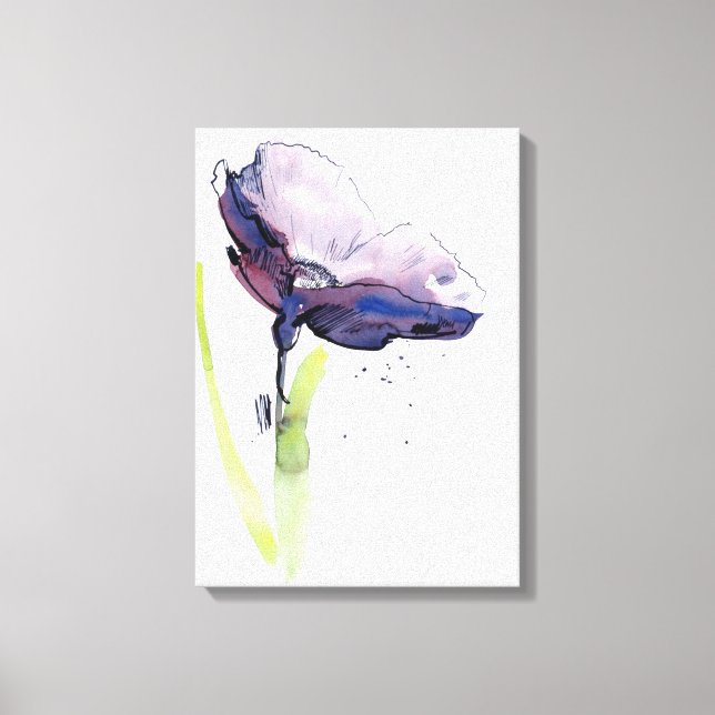 Lienzo Diseño floral de verano con abstracto pintado a ma (Anverso)