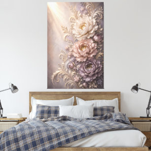Lienzo Diseño Floral Elegante Escarcha Flor Embossed de