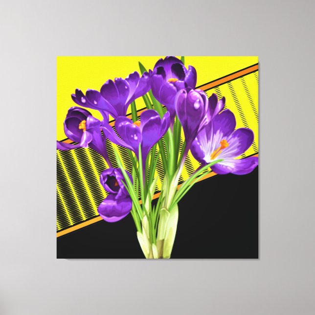 Lienzo Diseño floral/geométrico de crocus (Anverso)