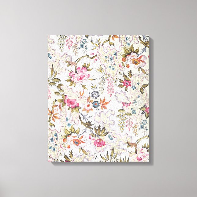 Lienzo Diseño floral para material de seda con flujo esti (Anverso)