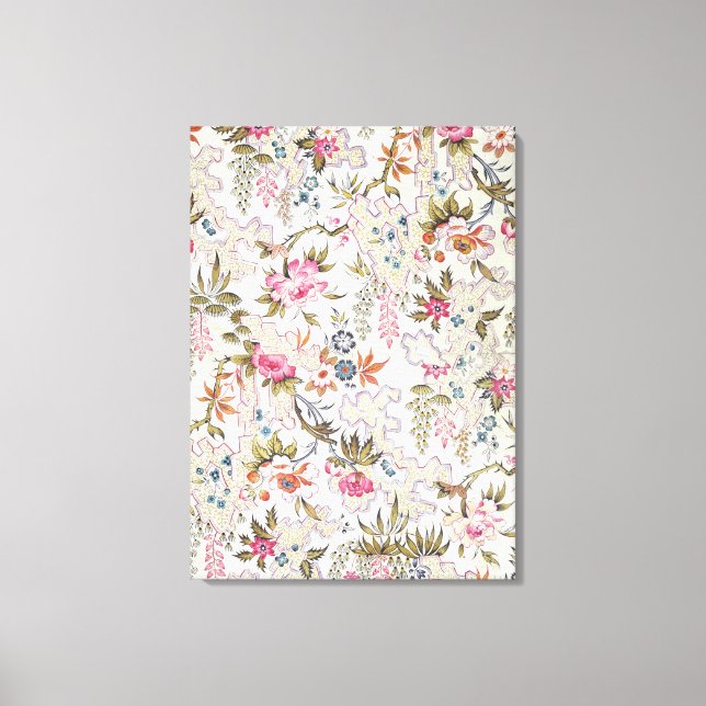 Lienzo Diseño floral para material de seda con flujo esti (Anverso)