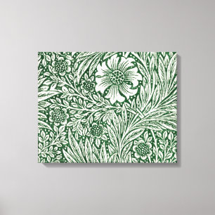 Lienzo diseño floral verde caléndula de william morris
