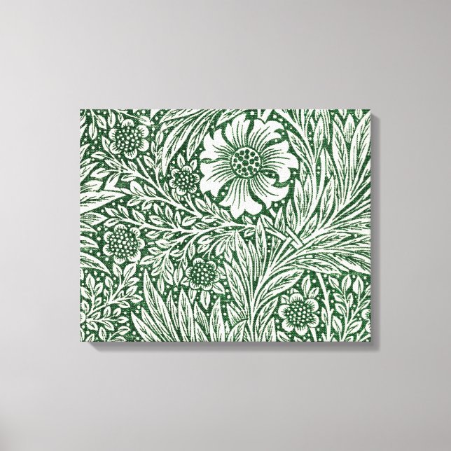 Lienzo diseño floral verde caléndula de william morris (Anverso)