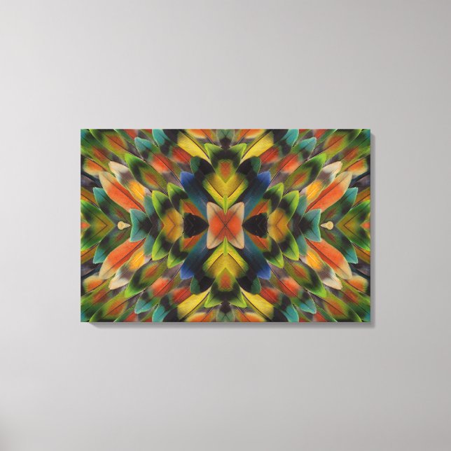Lienzo Diseño fractal de plumas de inseparables (Anverso)