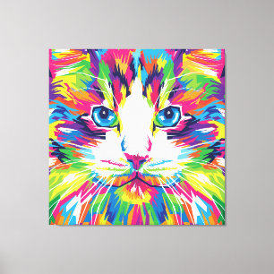 Lienzo Diseño geométrico prismático de cara de gato-32453