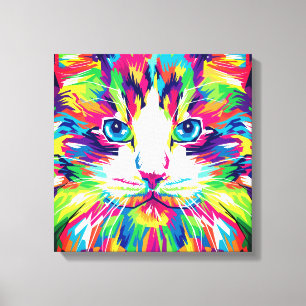 Lienzo Diseño geométrico prismático de cara de gato-32453